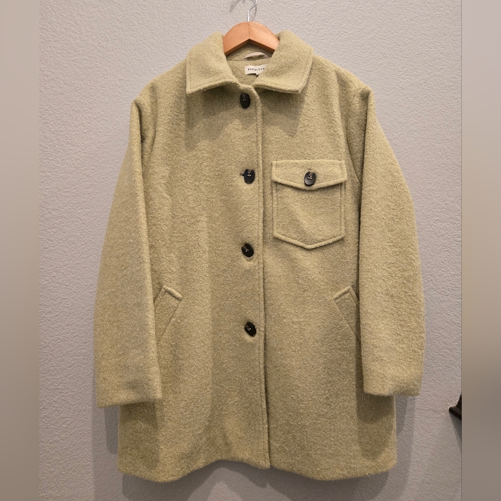 Women's PepaLoves Pistachio Green Coat, NWOT, Size Medium, Relaxed Fit